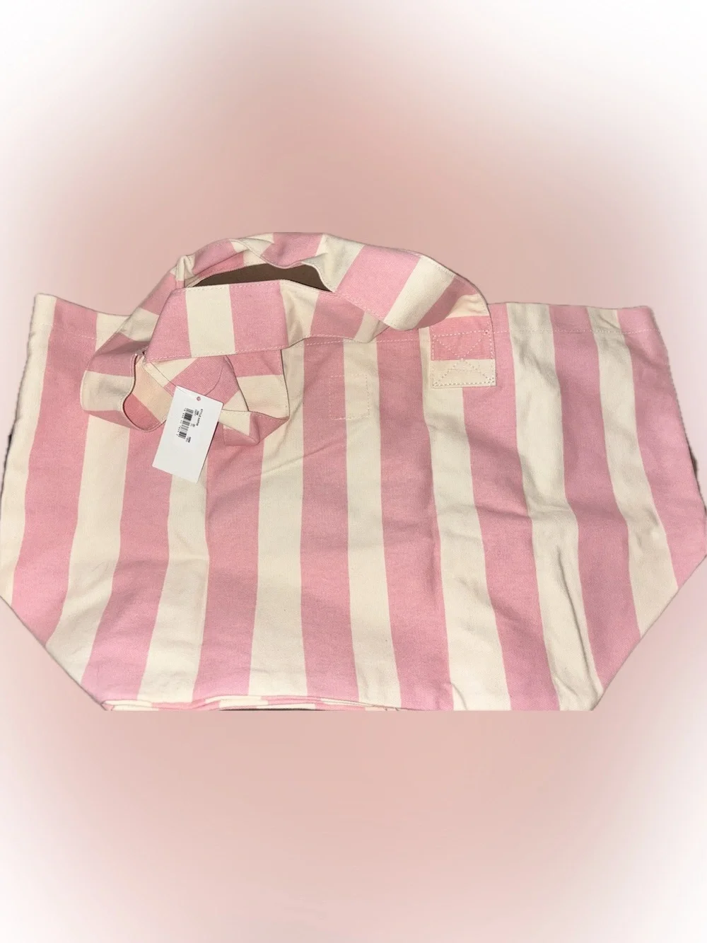 NWT Frasier Sterling Sport Pink & Cream Cotton Canvas Tote Bag HUGE (Sold Out) - Picture 5 of 14
